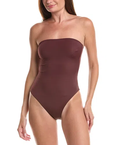 Onia Bardot Strapless One-piece Swimsuit In Brown
