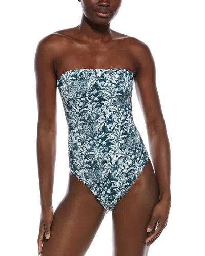 Onia Bardot Strapless One-piece Swimsuit In Green