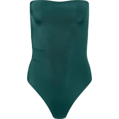 Onia Bardot Strapless One-piece Swimsuit In Green