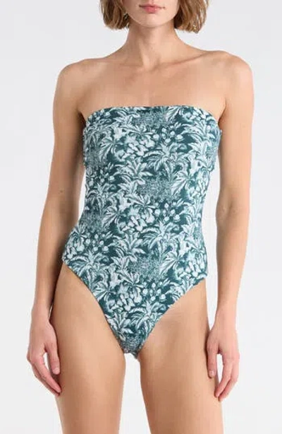 Onia Bardot Strapless One-piece Swimsuit In Green