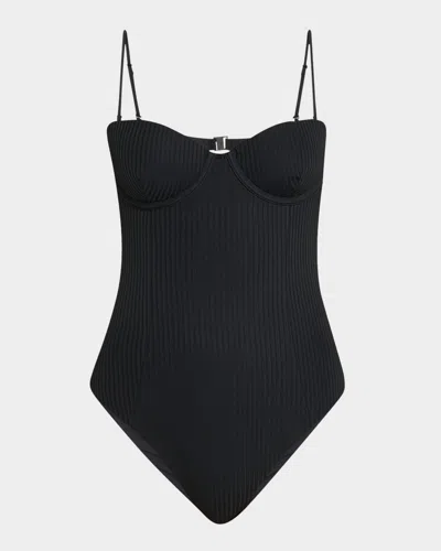 Onia Belle Ribbed One-piece Swimsuit In Black