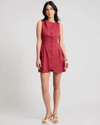 Onia Boatneck Button Front Dress In Red