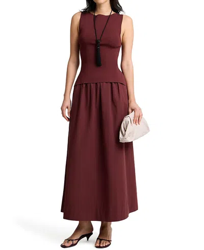 Onia Boatneck Mix Media Dress In Burgundy