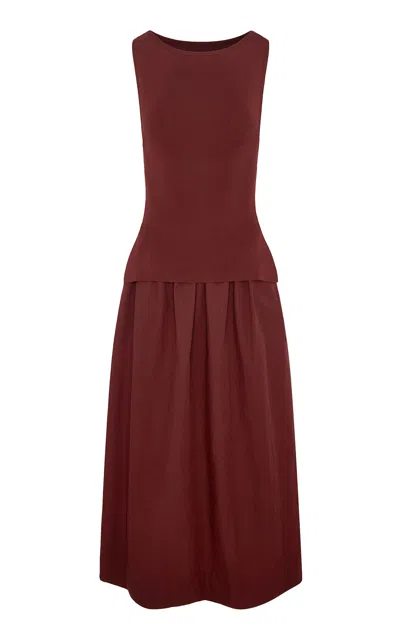 Onia Boatneck Mix Media Dress In Brown