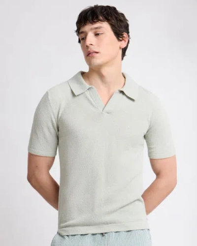 Onia Boucle Knit Johnny Polo In Green