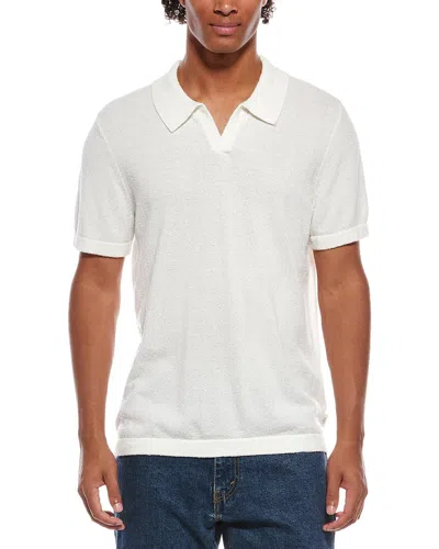 Onia Boucle Knit Johnny Polo Shirt In White