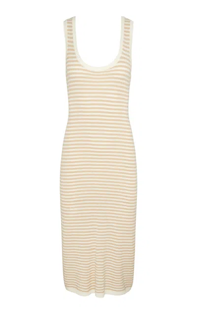 Onia Boucle Linen-cotton Midi Dress In Neutral