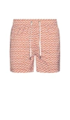 Onia Charles Swim Trunks 5 Block Geo Potters Clay In Brown