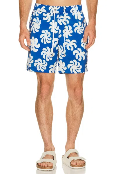 Onia Charles Straight-leg Mid-length Printed Swim Shorts In Blue