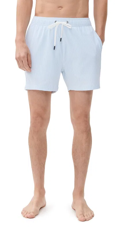 Onia Charles Swim Trunks 5 Pale Blue/whte