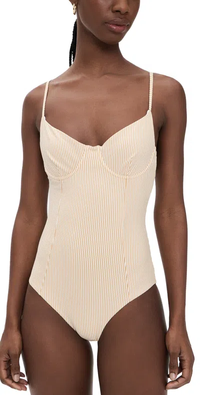 Onia Chelsea One Piece Ochre/white In Neutral