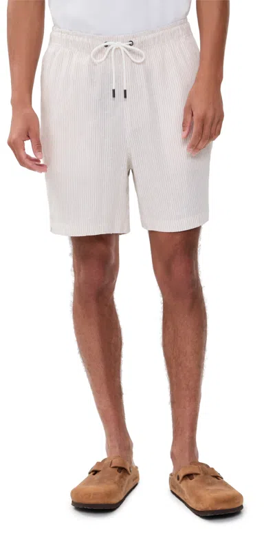 Onia Classic Pull On Linen Shorts 6 Sand In Neutral