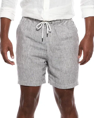 Onia Classic Stripe Linen-blend Short In Gray