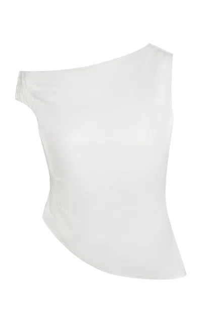 Onia Cold Shoulder Asymmetrical Top In White