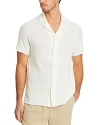 Onia Cotton Blend Textured Knit Button Down Camp Shirt In White