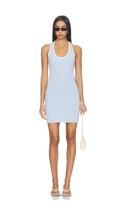 Onia Cotton Boucle Mini Halter Dress In Blue