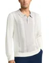 Onia Cotton Knit Long Sleeve Polo Sweatshirt In White