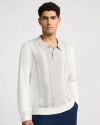 Onia Cotton Knit Long Sleeve Polo Sweatshirt In White