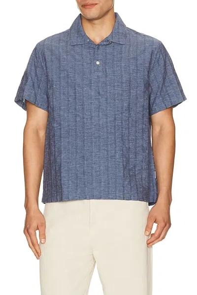 Onia Cotton Linen Pop Over Shirt In Blue