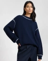 Onia Cotton Oversized Mock Neck Sweater In Blue