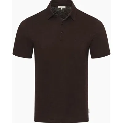 Onia Cotton Slub Knit Polo In Brown