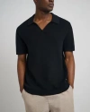 Onia Cotton Textured Johnny Collar Polo In Black