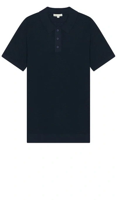Onia Cotton Textured Knit Polo In Deep Navy