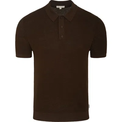 Onia Cotton Textured Knit Polo In Brown