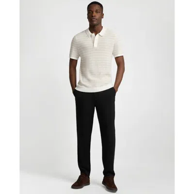 Onia Cotton Textured Knit Polo Tee In White