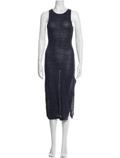 Pre-owned Onia Crew Neck Midi Length Dress In Blue