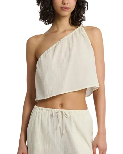 Onia Crinkle Gauze One-shoulder Top In White