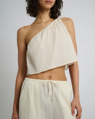 ONIA ONIA CRINKLE GAUZE ONE-SHOULDER TOP