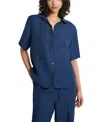 Onia Crinkle Oversized Short Sleeve Button Up