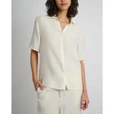 Onia Crinkle Oversized Short Sleeve Button Up Shirt In Egret