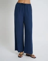 Onia Crinkle Wide Leg Drawstring Pant In Deep Navy