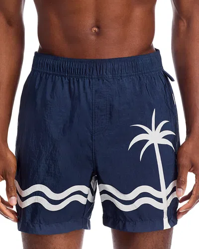 Onia Crinkles 5 Swim Shorts In Deep Navy/white