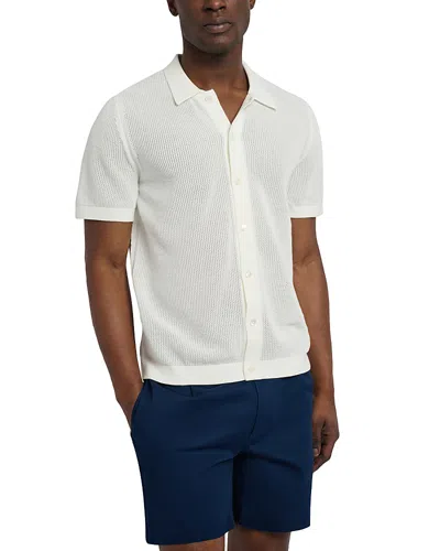 Onia Crochet Button Front Short Sleeve Sweater In White