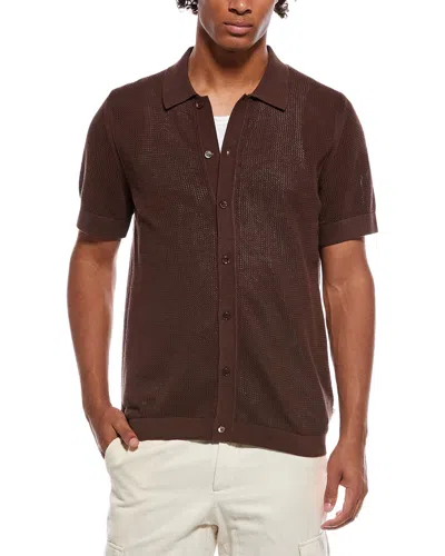 Onia Crochet Knit Button Up In Blue