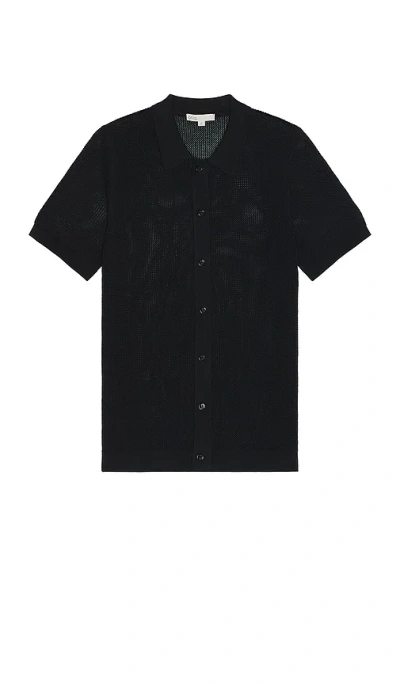 Onia Crochet Knit Button Up Shirt In Black
