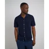 Onia Crochet Knit Button Up Shirt In Deep Navy