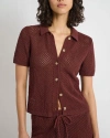 Onia Crochet Knit Button Up Shirt In Rum