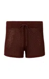 Onia Crochet-knit Cotton-blend Micro Shorts In Brown