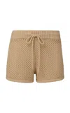 Onia Crochet-knit Cotton-blend Micro Shorts In Tan