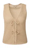 Onia Crochet Knit Tie Front Tank Top In Tan