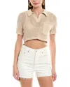 Onia Crochet Knit Cropped Polo Sweater