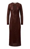 Onia Crochet Knit Cutout Maxi Dress In Rum