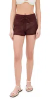 Onia Crochet-knit Cotton-blend Micro Shorts In Rum