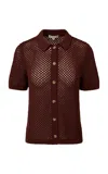 Onia Crochet Knit Shirt In Brown