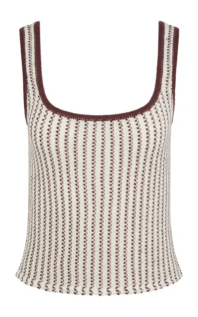 Onia Crochet Knit Square Neck Tank In Multi