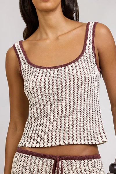 Onia Crochet Knit Square Neck Tank Top In Egret/cacao, Women's At Urban Outfitters In Neutral